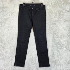 J Brand The Deal Skinny Jeans Womens 28 Black Dark Wash Ankle Zip Stretch Denim